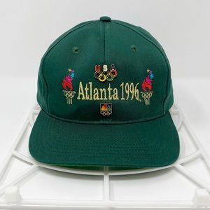 Vintage 90s 1996 Atlanta Olympics Snapback Hat Green By The Game Streetwear USA